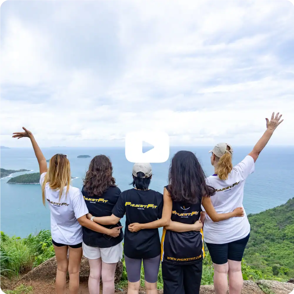 PhuketFit guests overlooking the ocean on hiking trail