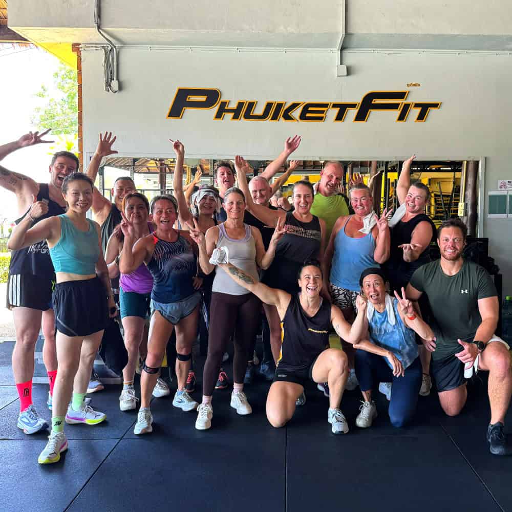 group photo of happy guests after a workout at PhuketFit fitness bootcamp
