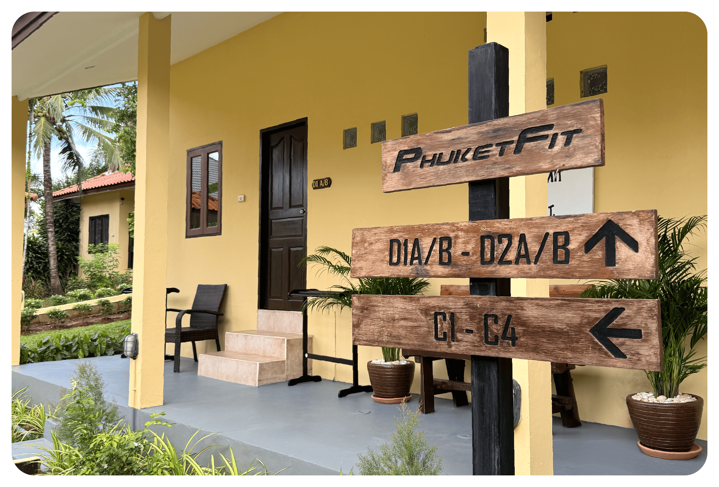 photo taken outside of phuketfit single room accommodation