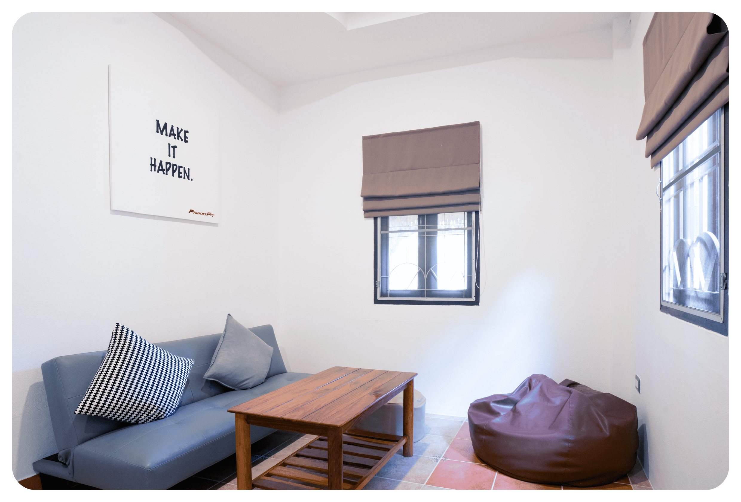 photo of communal lounge inside phuketfit single room accommodation