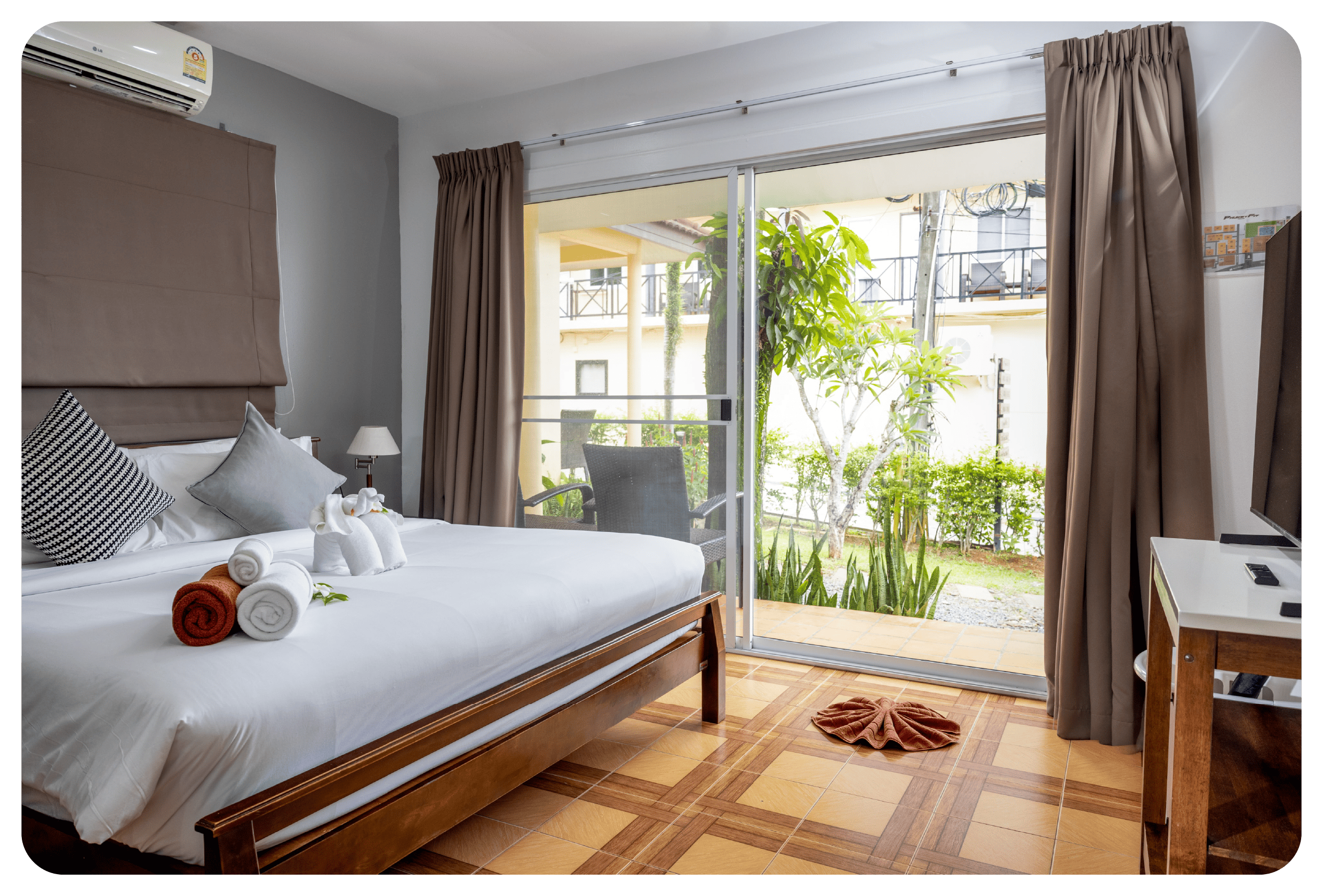 photo of double bed inside phuketfit standard villa accommodation