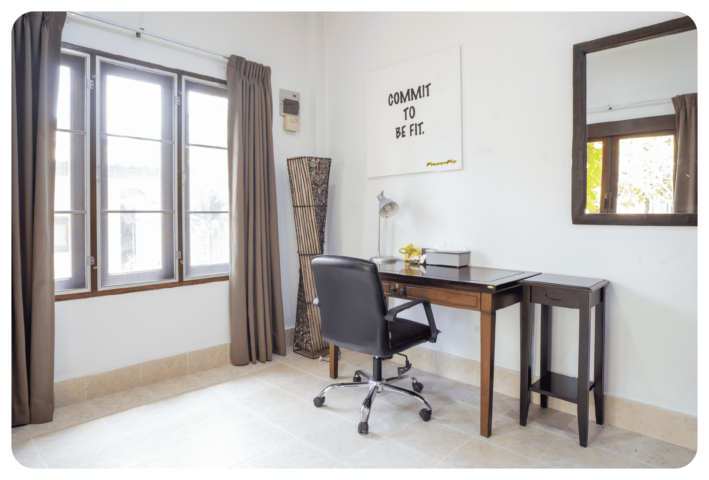 photo of office desk and chair inside phuketfit superior accommodation