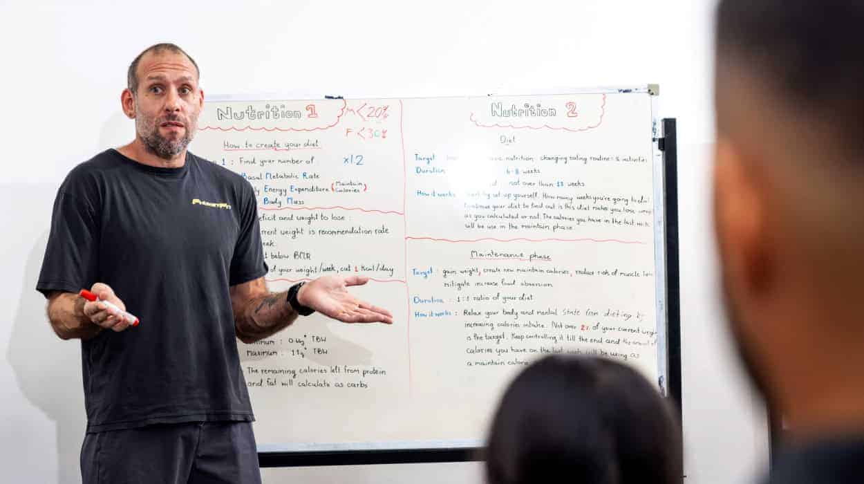 Fitness trainer guiding a structured training program