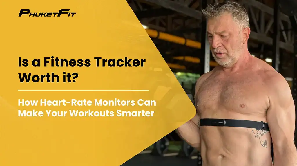 PhuketFit guest is wearing a Garmin chest-strap heart-rate monitor