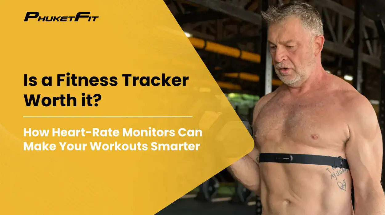 PhuketFit guest is wearing a Garmin chest-strap heart-rate monitor